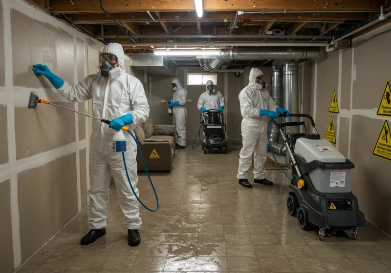 Basement Moisture Removal and Structural Drying process in Russell, KY